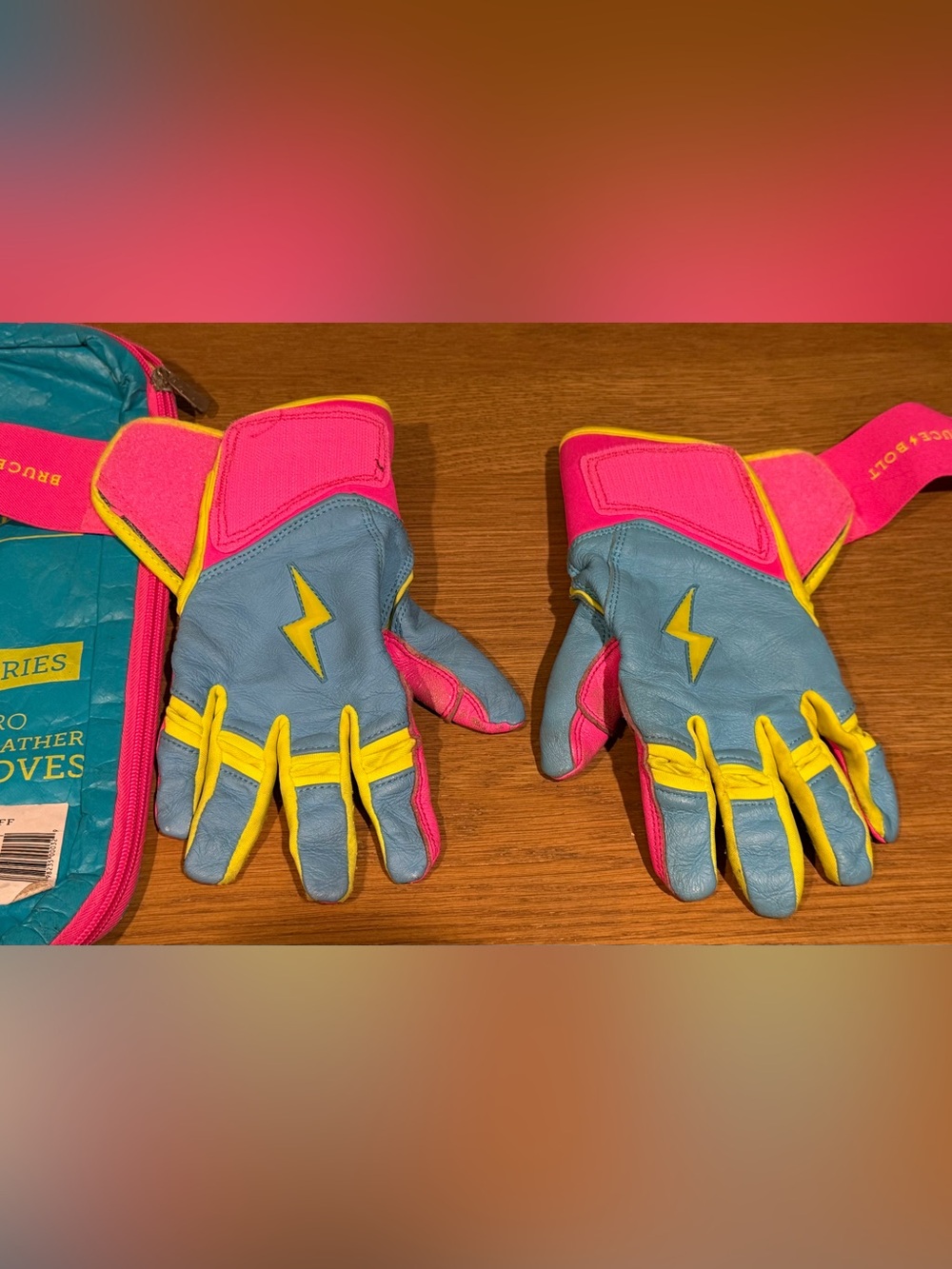 Used Bruce Bolt Premium Pro Long Cuff Batting Gloves youth lg